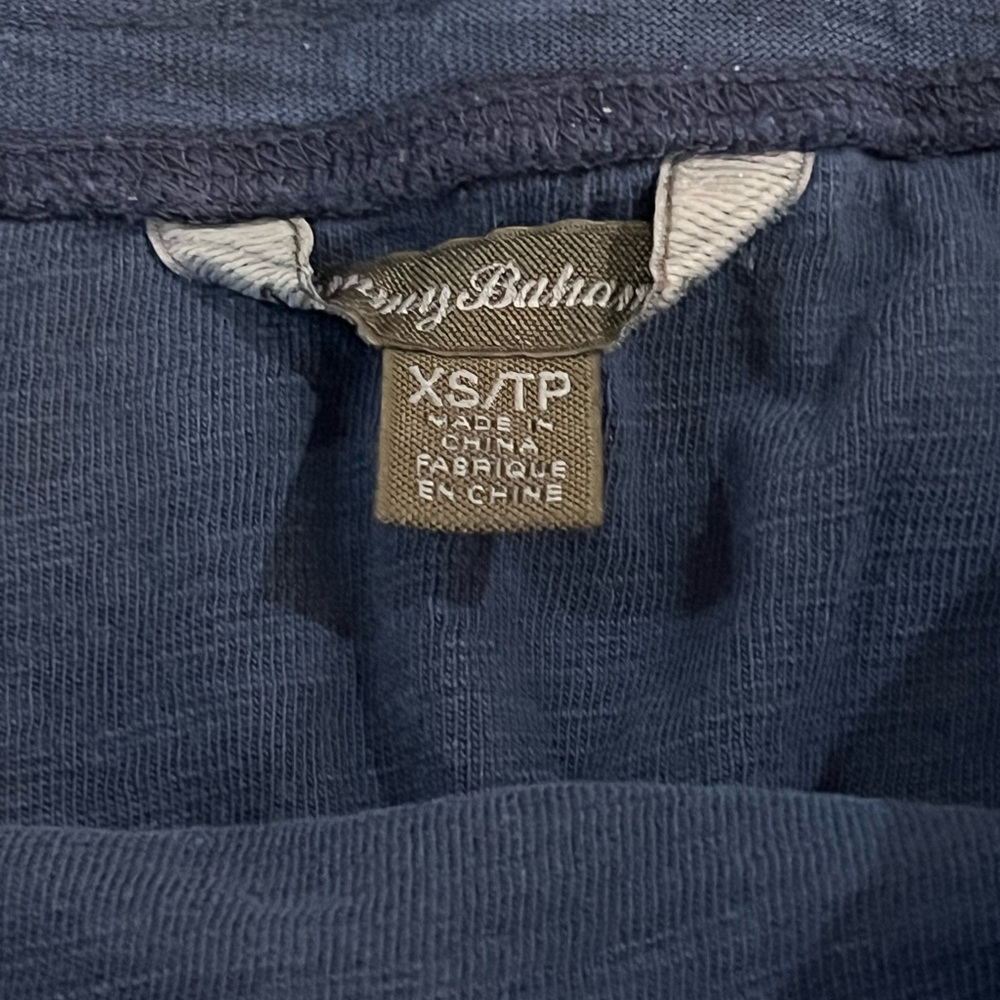 Tommy Bahama Navy Blue Cotton Skirt | Drawstring Waist Casual Resort Wear - Picture 3 of 4